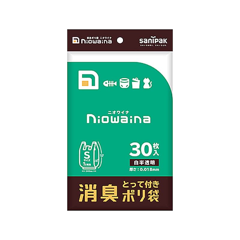 サニパック　ニオワイナ消臭袋　とって付き　Ｓ　半透明　３０枚入り　ＳＹ１７