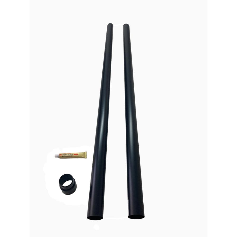 カーポート用雨どい　丸樋２本とストレートジョイナー・接着剤セット　ブラック　直径３７ｍｍ×１ｍ