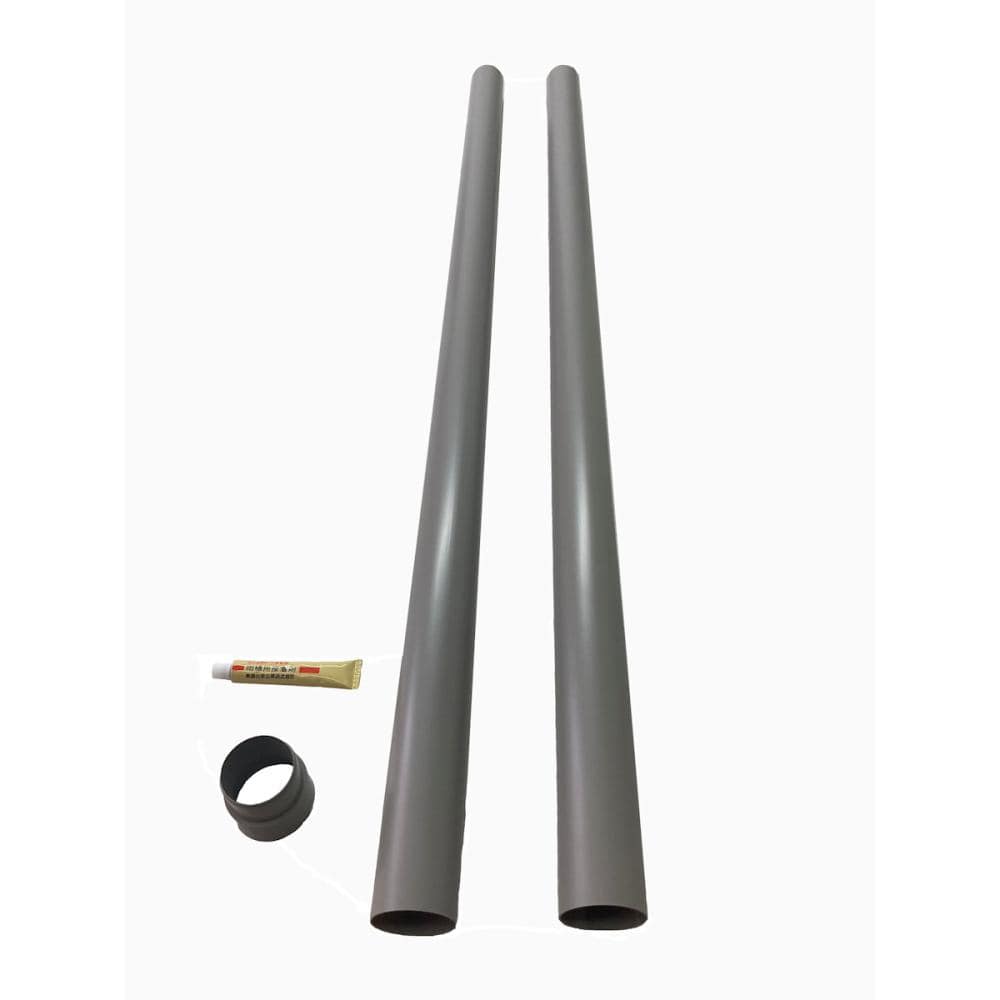 カーポート用雨どい　丸樋２本とストレートジョイナー・接着剤セット　ステンカラー　直径４２ｍｍ×１ｍ