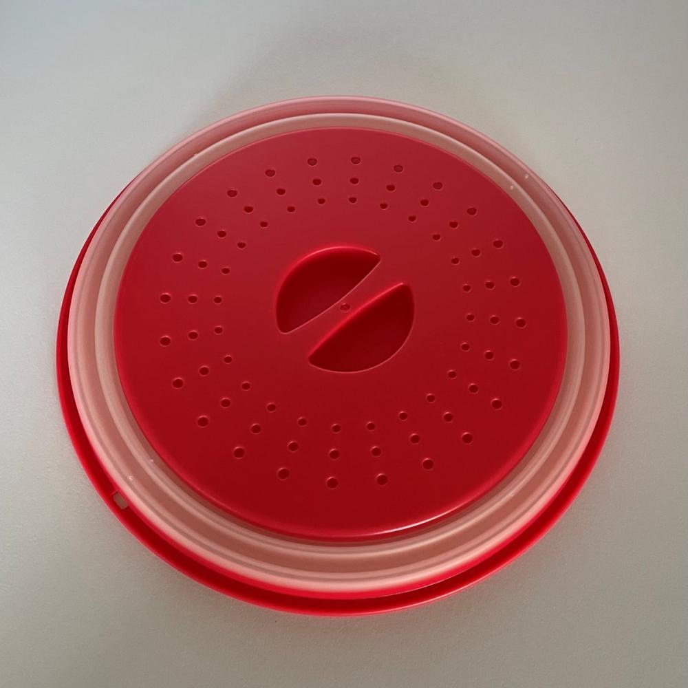 富士商　たためる水切りレンジカバー　レッド