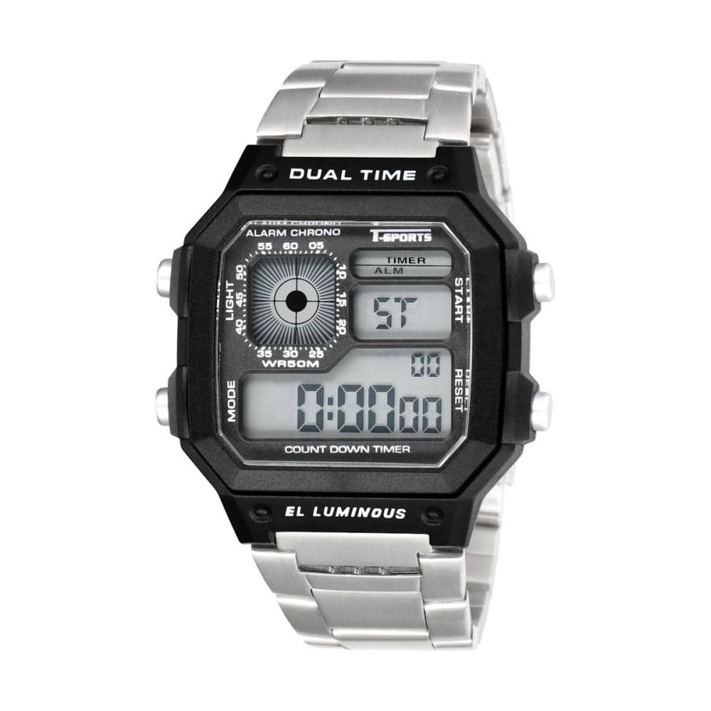 デジタルメタルバンドウォッチ　ＴＳ－Ｄ３０６－ＢＫ　ブラックケース　シルバーブレス