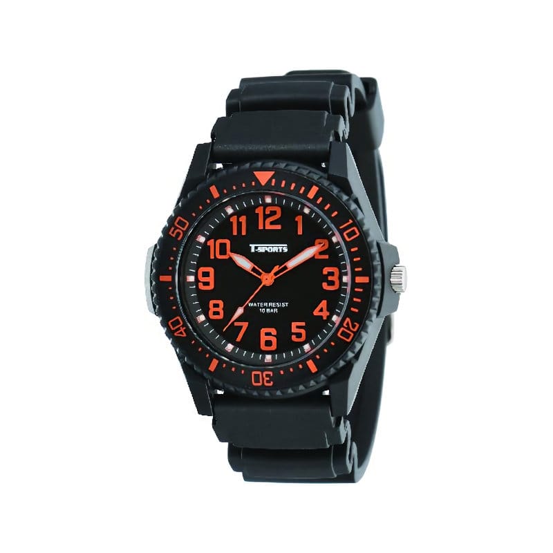 １０気圧防水スポーツウォッチＴＳ－ＡＭ３０４－ＯＲ　黒／オレンジ文字盤