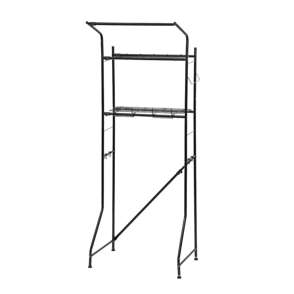 アテーナライフ　バスケットも置ける洗濯機ラック　ブラック