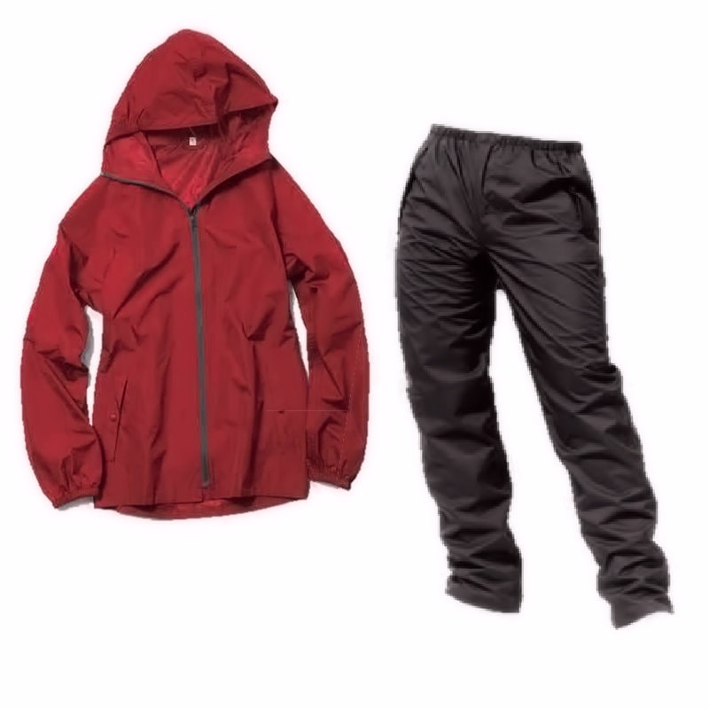 Ｋ＋ＷＯＲＫＳ　透湿軽量レインスーツ　レッド　Ｌ　Ｋ２２ー０２