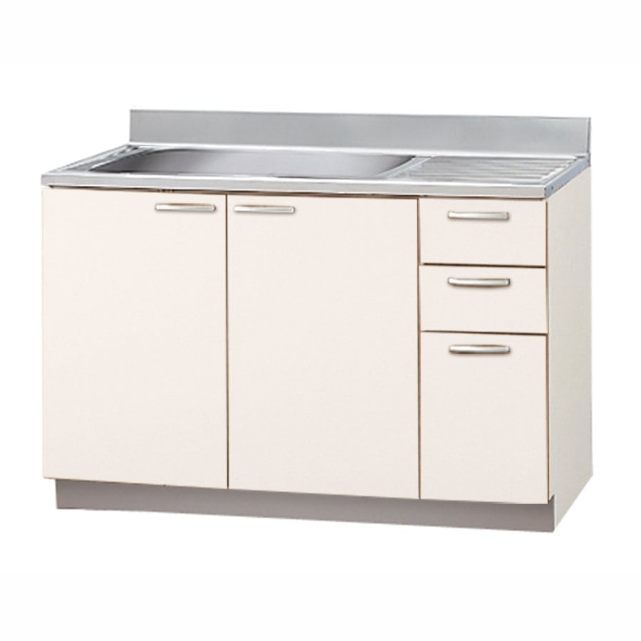 クリナップ　流し台　すみれ　ホワイト　間口１２０ｃｍ　排水口位置：左　３段引出し　ＬＡＴ－１２０ＭＬ