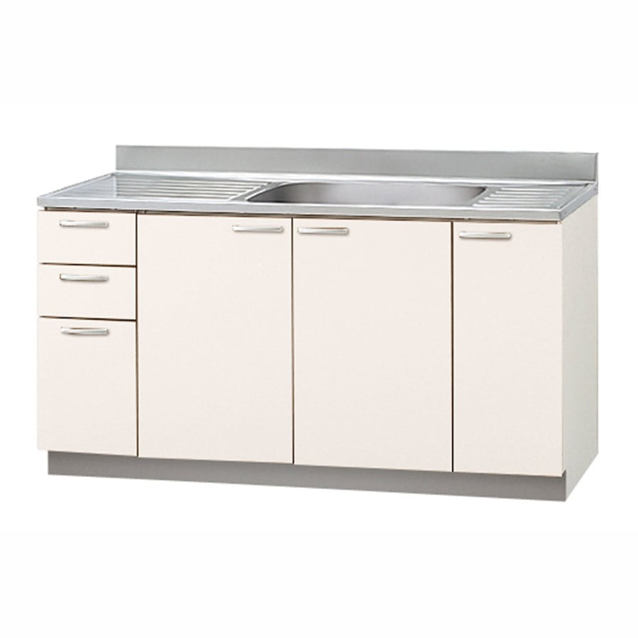 クリナップ　流し台　すみれ　ホワイト　間口１５０ｃｍ　排水口位置：右　３段引出し　ＬＡＴ－１５０ＭＲ