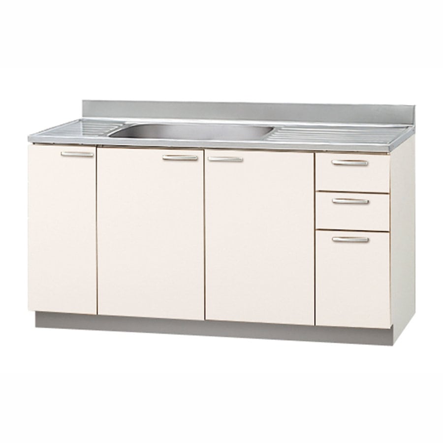 クリナップ　流し台　すみれ　ホワイト　間口１５０ｃｍ　排水口位置：左　３段引出し　ＬＡＴ－１５０ＭＬ