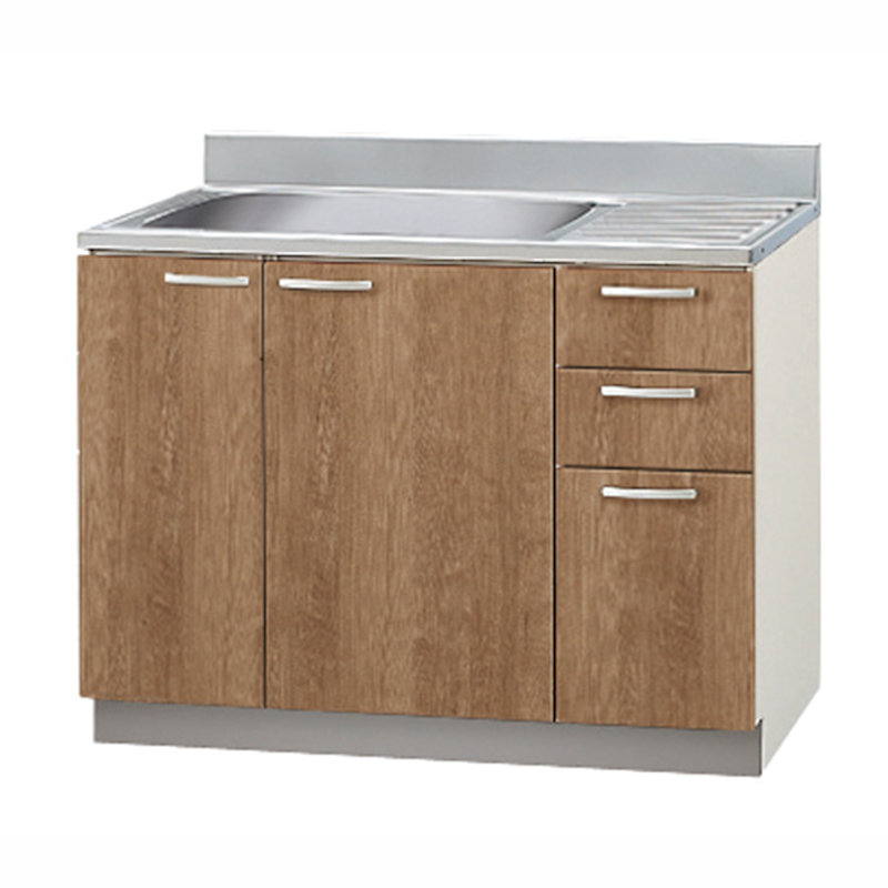 クリナップ　流し台　すみれ　モカウッド　間口１０５ｃｍ　排水口位置：左　３段引出し　Ｌ４Ｂ－１０５ＭＬ