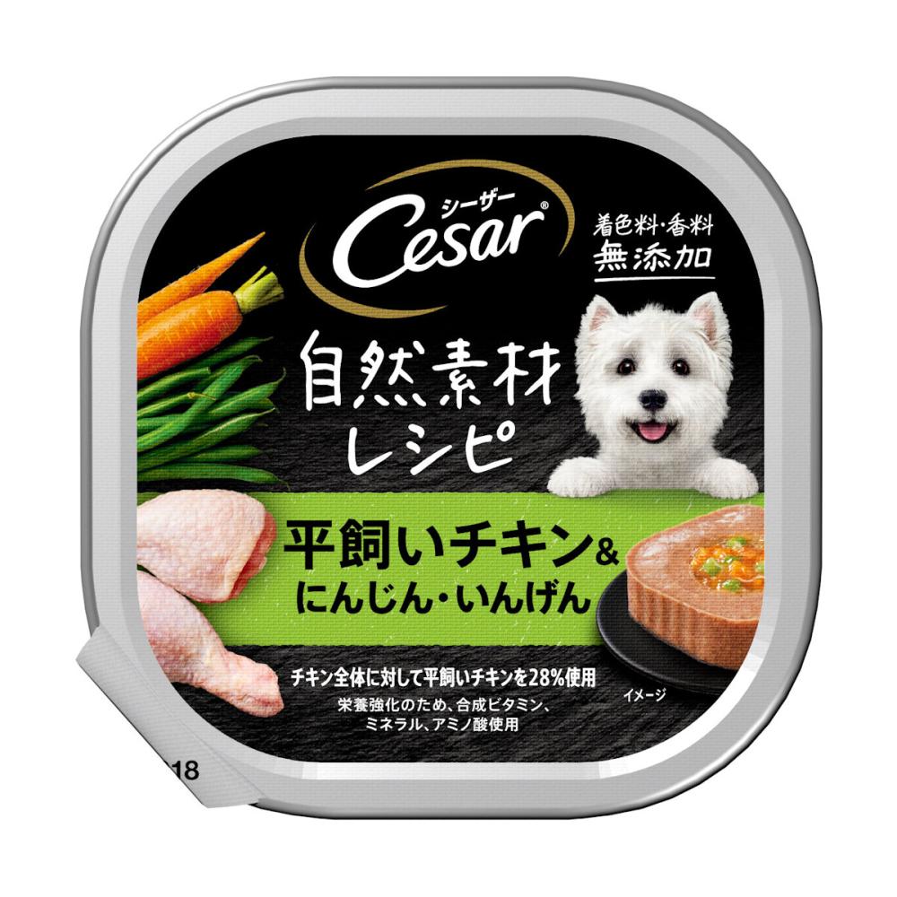 シーザー　自然素材レシピ　平飼いチキン＆にんじん・いんげん　８５ｇ
