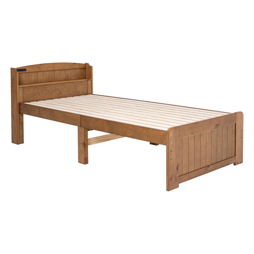 萩原　床面高さが３段階調節できる木製ベッド　ライトブラウン　シングル　ＭＢ－５９１５Ｓ－ＬＢＲ