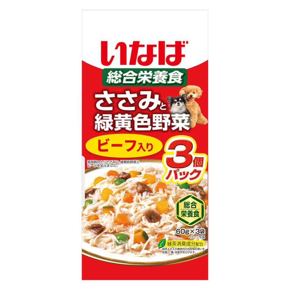 ささみと緑黄色野菜ビーフ入り　６０ｇ×３袋　ＱＤＲー１４２
