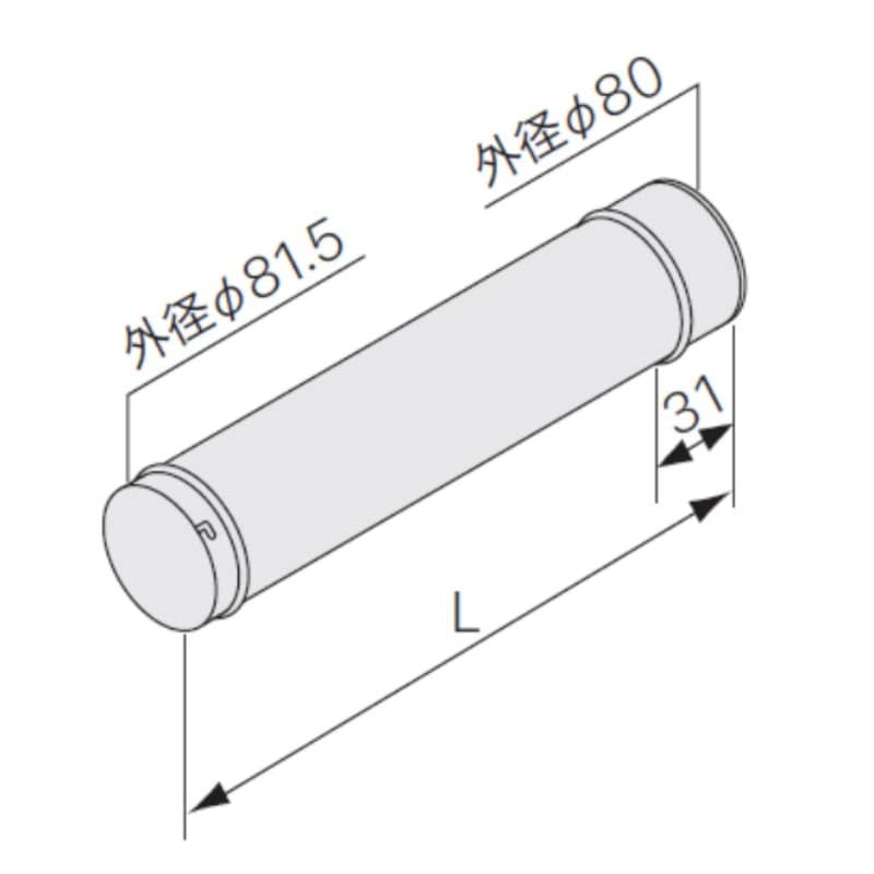 ノーリツ　石油給湯器用給排気筒　直管　ＡＬ５００