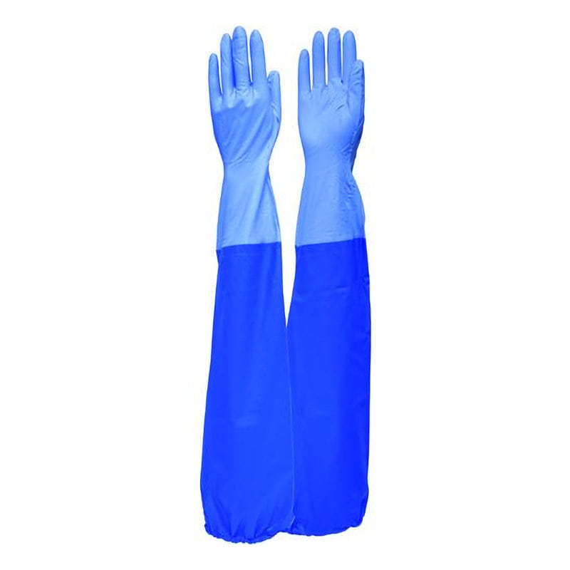 エステー　ニトリル薄手　ブルー　腕カバー付　Ｍ　Ｎｏ．３８０