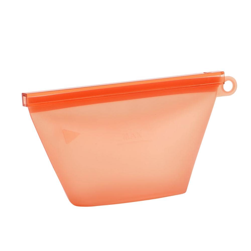 アテーナライフ　繰り返し使えるシリコーン保存袋　Ｓ　３４０ｍＬ　オレンジ
