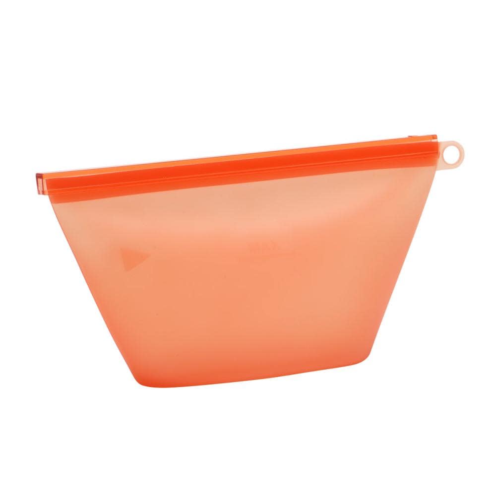 アテーナライフ　繰り返し使えるシリコーン保存袋　Ｍ　６８０ｍＬ　オレンジ