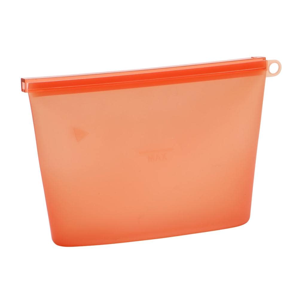 アテーナライフ　繰り返し使えるシリコーン保存袋　Ｌ　１．０Ｌ　オレンジ