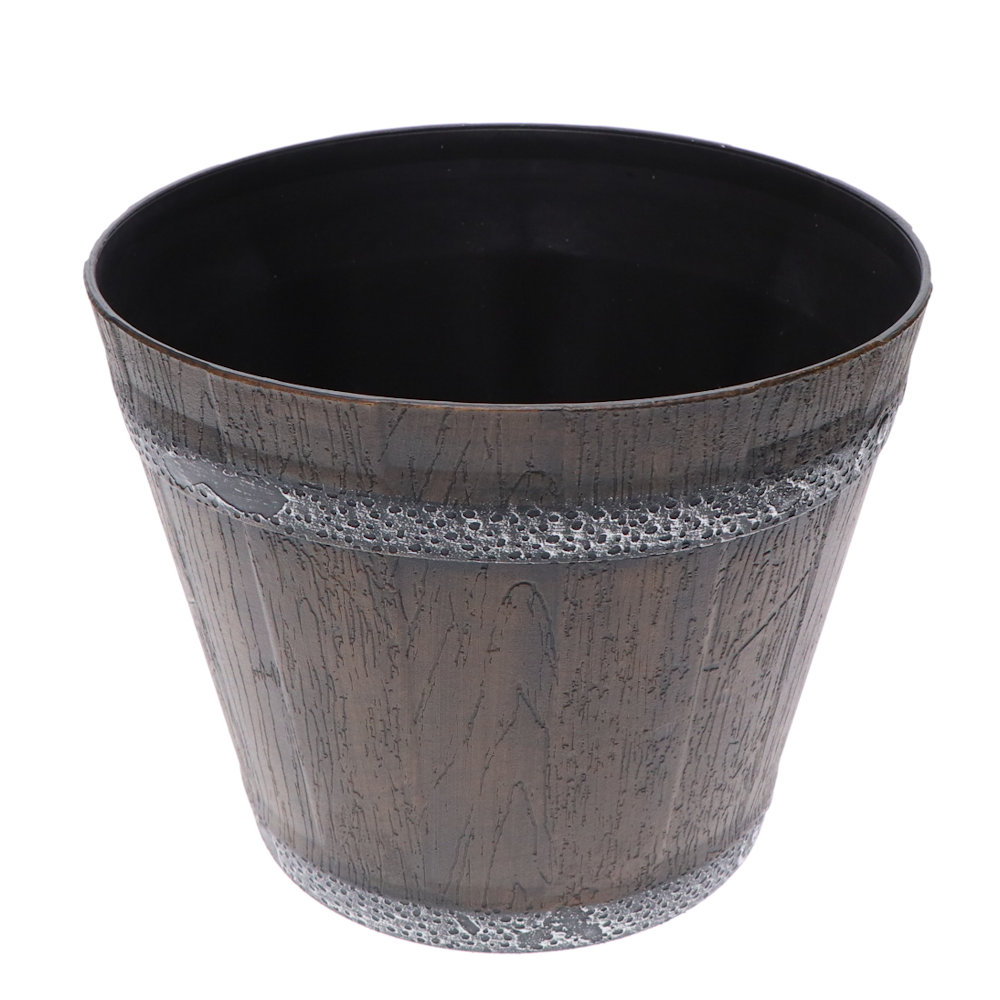 か～るい木樽風ポット　ブラウン　２５×２０ｃｍ