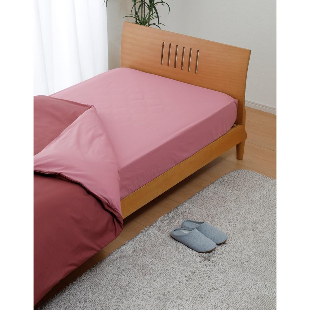 アテーナライフ　綿混無地ＢＯＸシーツ　シングル　ワインレッド