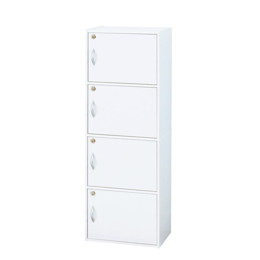 クロシオ　鍵付き４段ボックス　高さ１１６ｃｍ　ホワイト　３９４１２