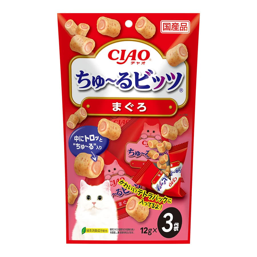 いなば　ＣＩＡＯ（チャオ）ちゅ～るビッツ　まぐろ　１２ｇ×３袋入　ＣＳ－１７１