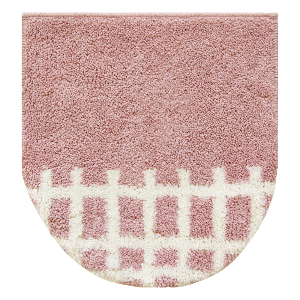 オカトー　ナチュラルトイレ兼用フタカバー　チェック　ピンク