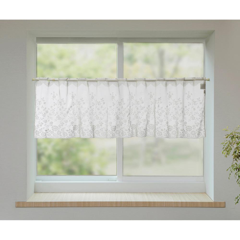 カフェカーテン　レースフローラ　ホワイト　１５０×４５ｃｍ