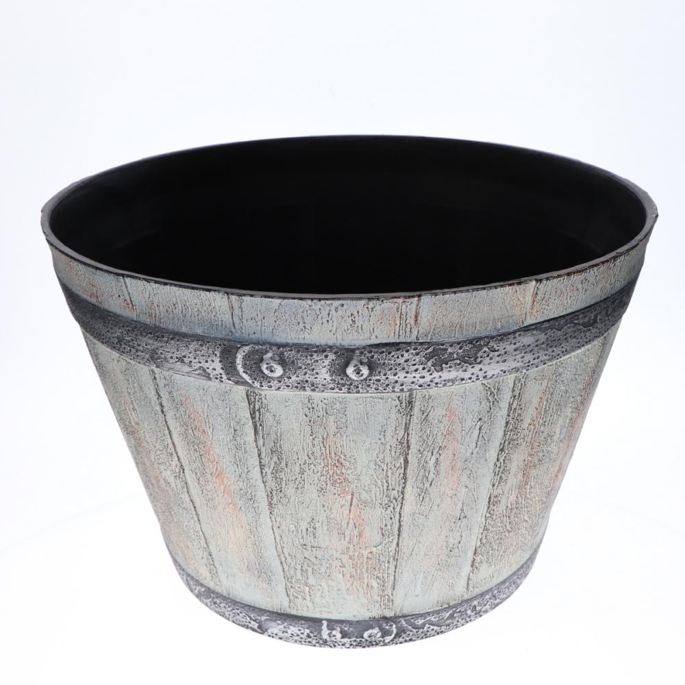 か～るい木樽風ポット　ホワイト　４５×３０ｃｍ