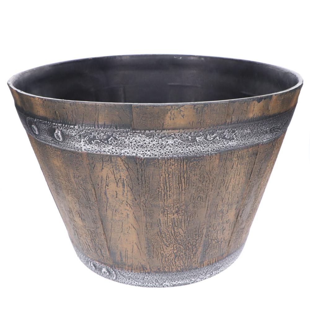 か～るい木樽風ポット　ブラウン　４５×３０ｃｍ