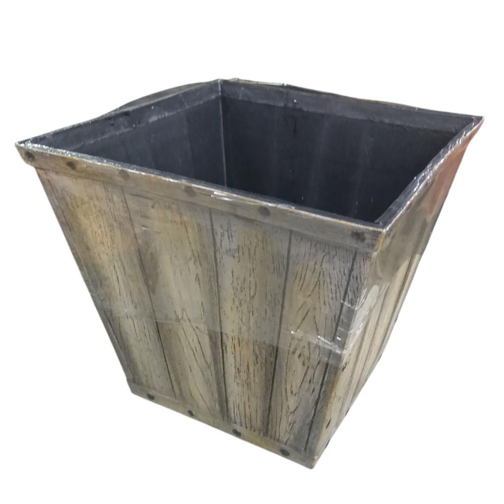 Ｂｒｅｅｚｙ　Ｇｒｅｅｎ　か～るい木樽風ポット　スクエア　ブラウン　２５角