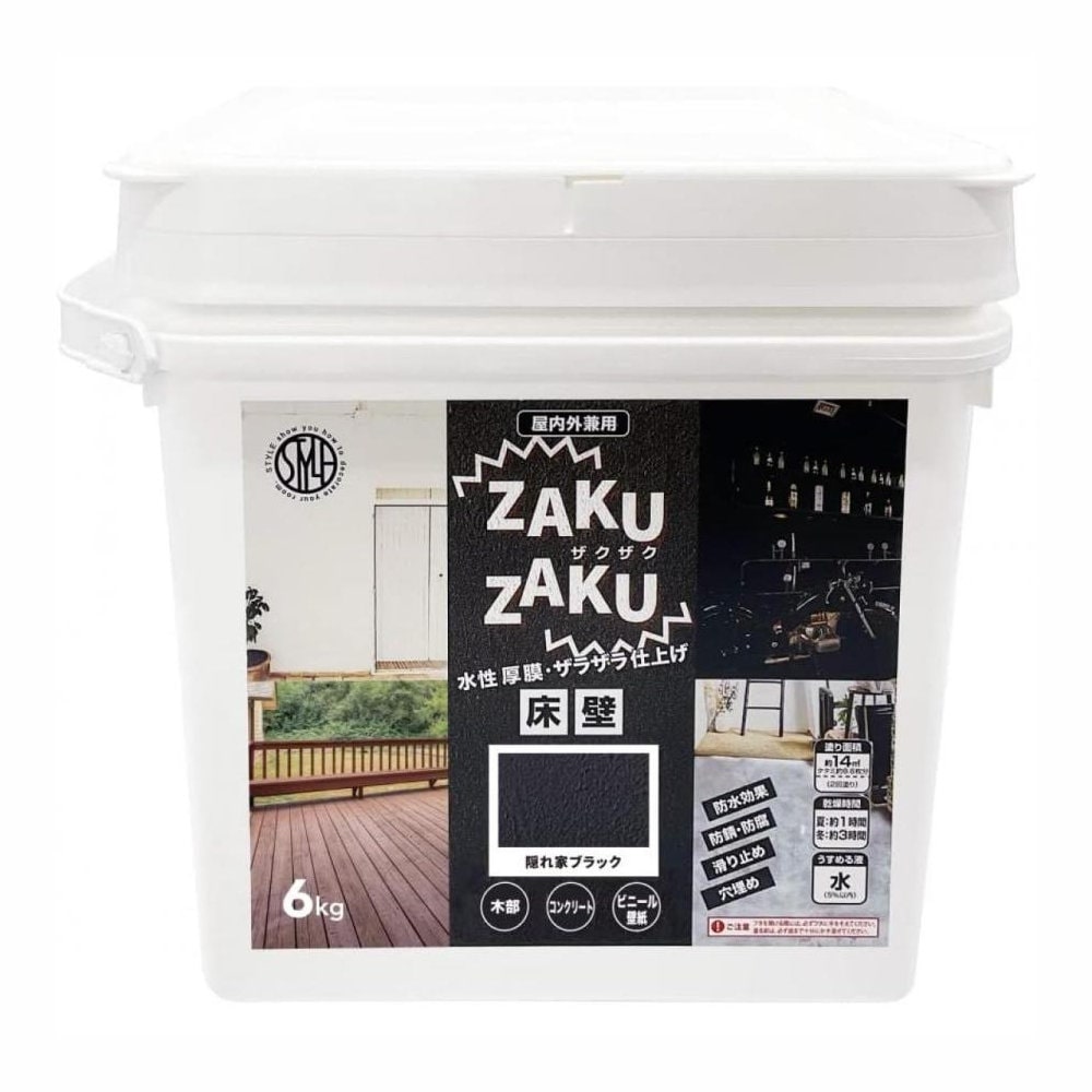 ニッペホームプロダクツ　水性塗料ＺＡＫＵＺＡＫＵ　６ｋｇ　隠れ家ブラック