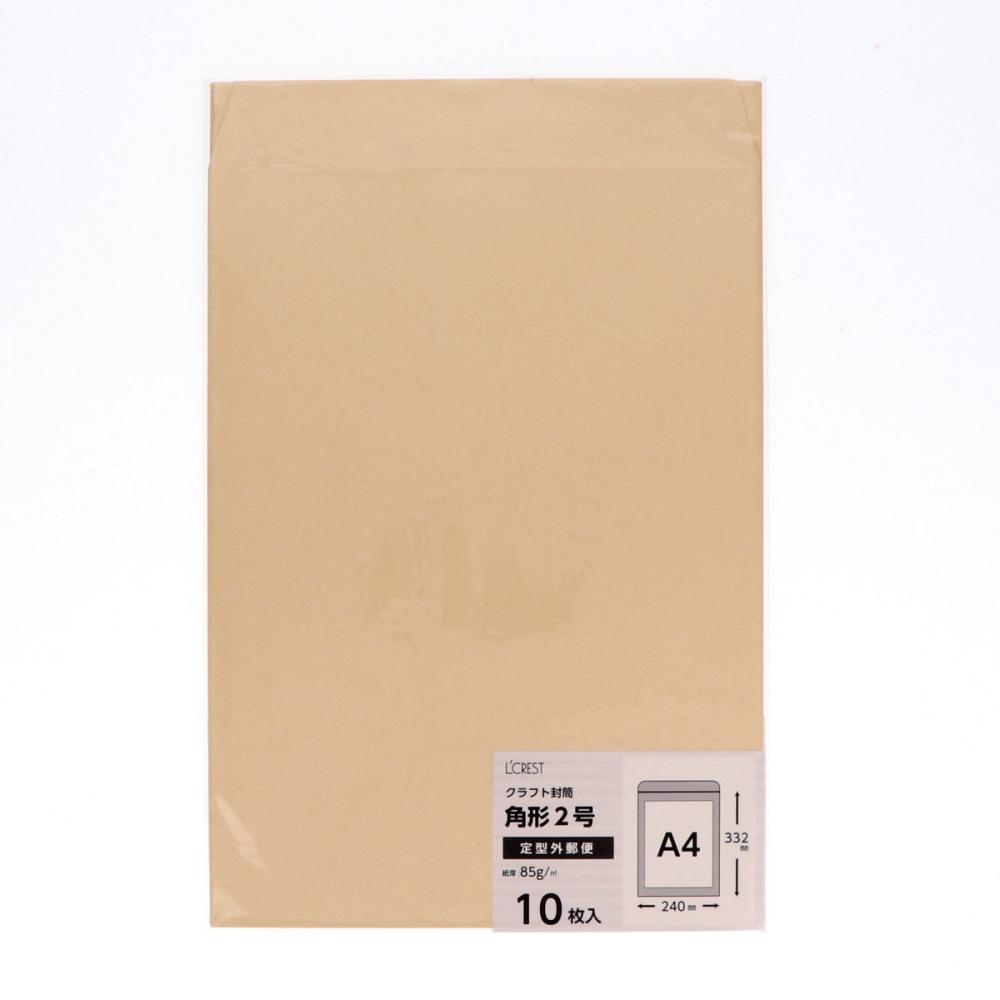 Ｌ’ＣＲＥＳＴ（ルクレスト）　クラフト封筒　＜角２＞　１０枚入り　Ｋ－Ｆ１９