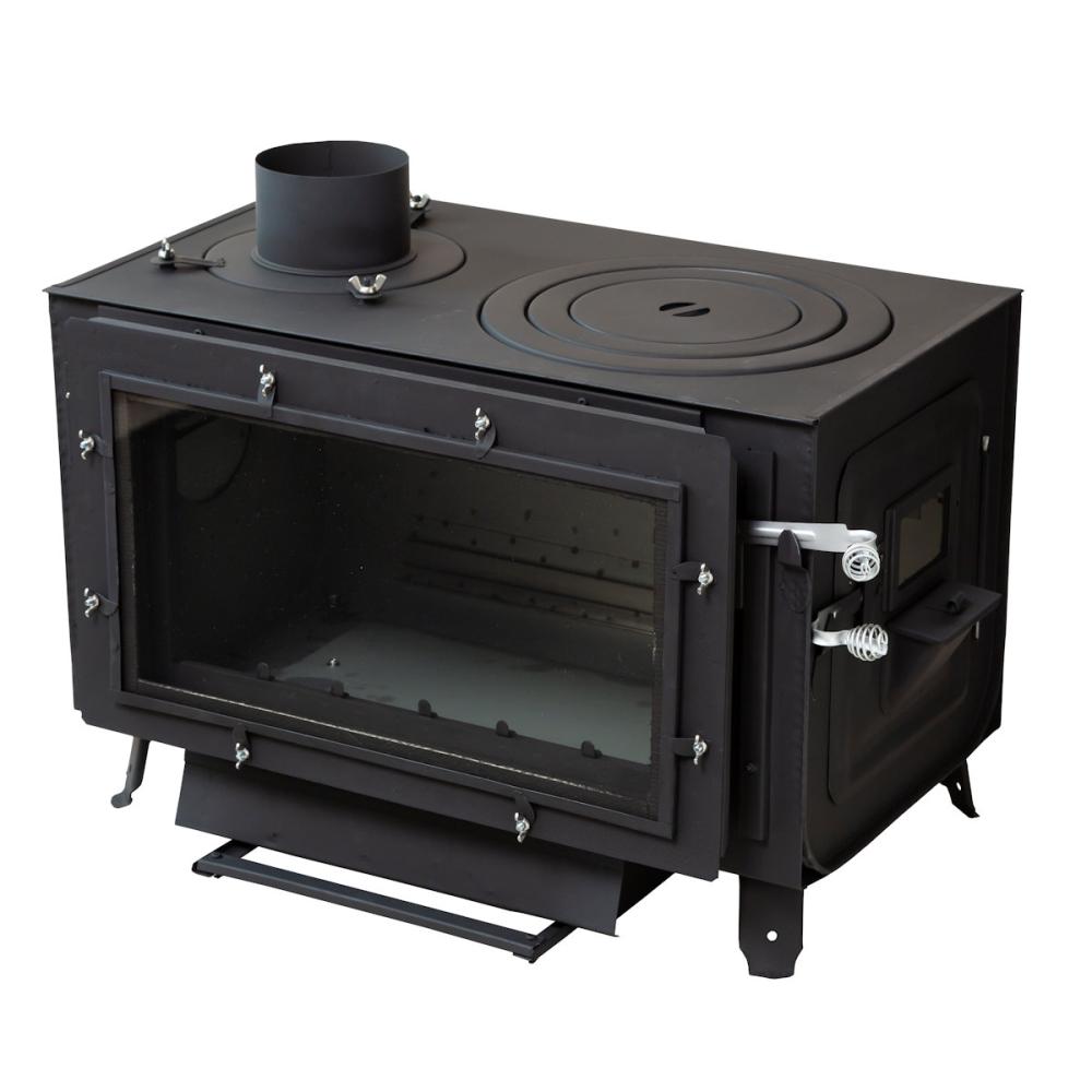 新保製作所　ロマンチカル薪ストーブ　煙突上だし　ピザオーブン付き　ブラック