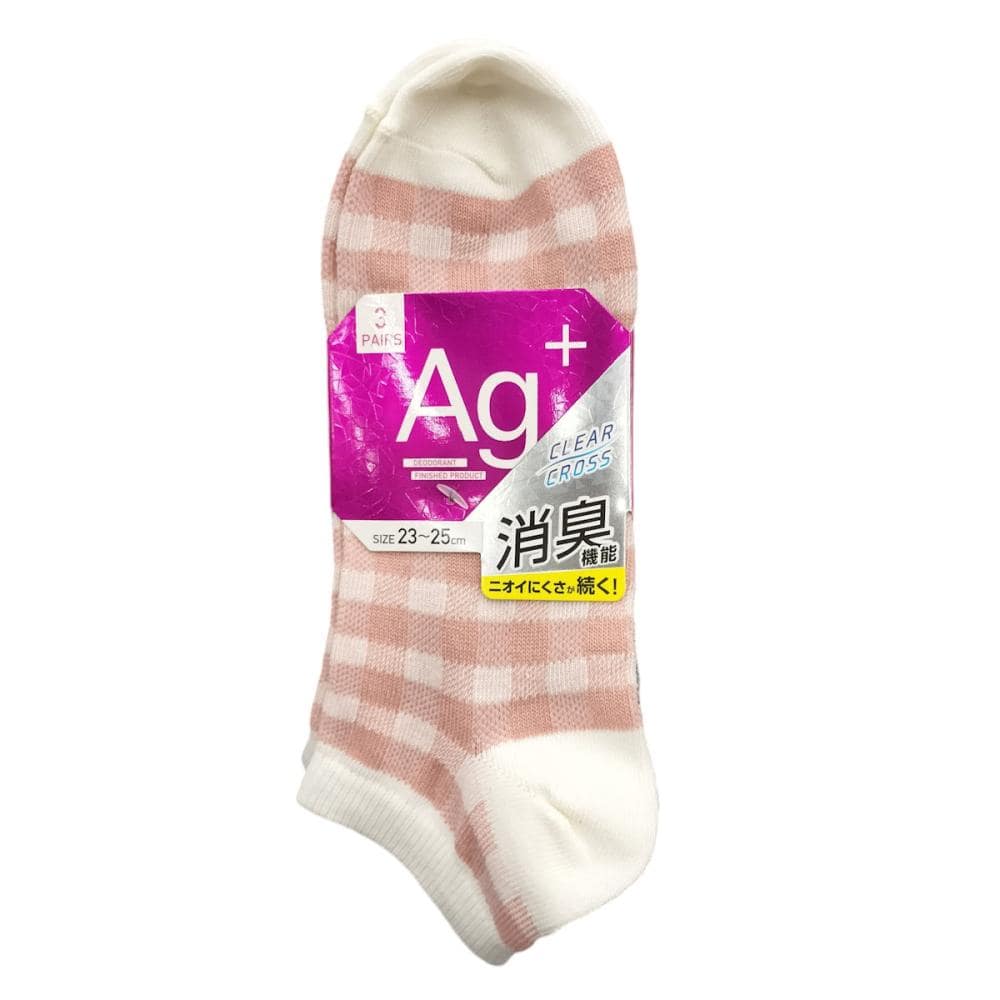 婦人　消臭チェックスニーカーソックス　３足組