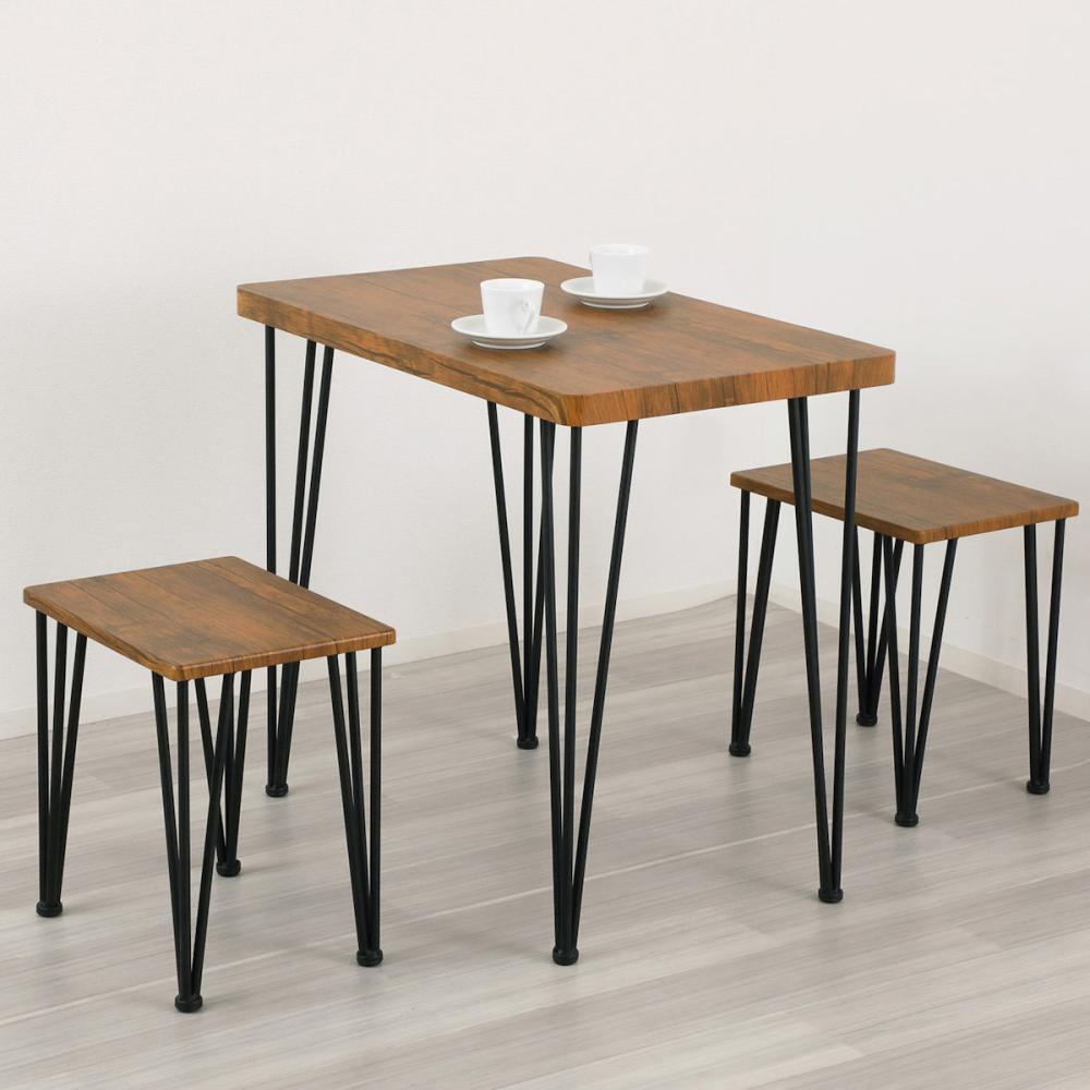 クロシオ　アートダイニング３点セット　ヴィンテージブラウン　幅８０ｃｍ　８５９３７