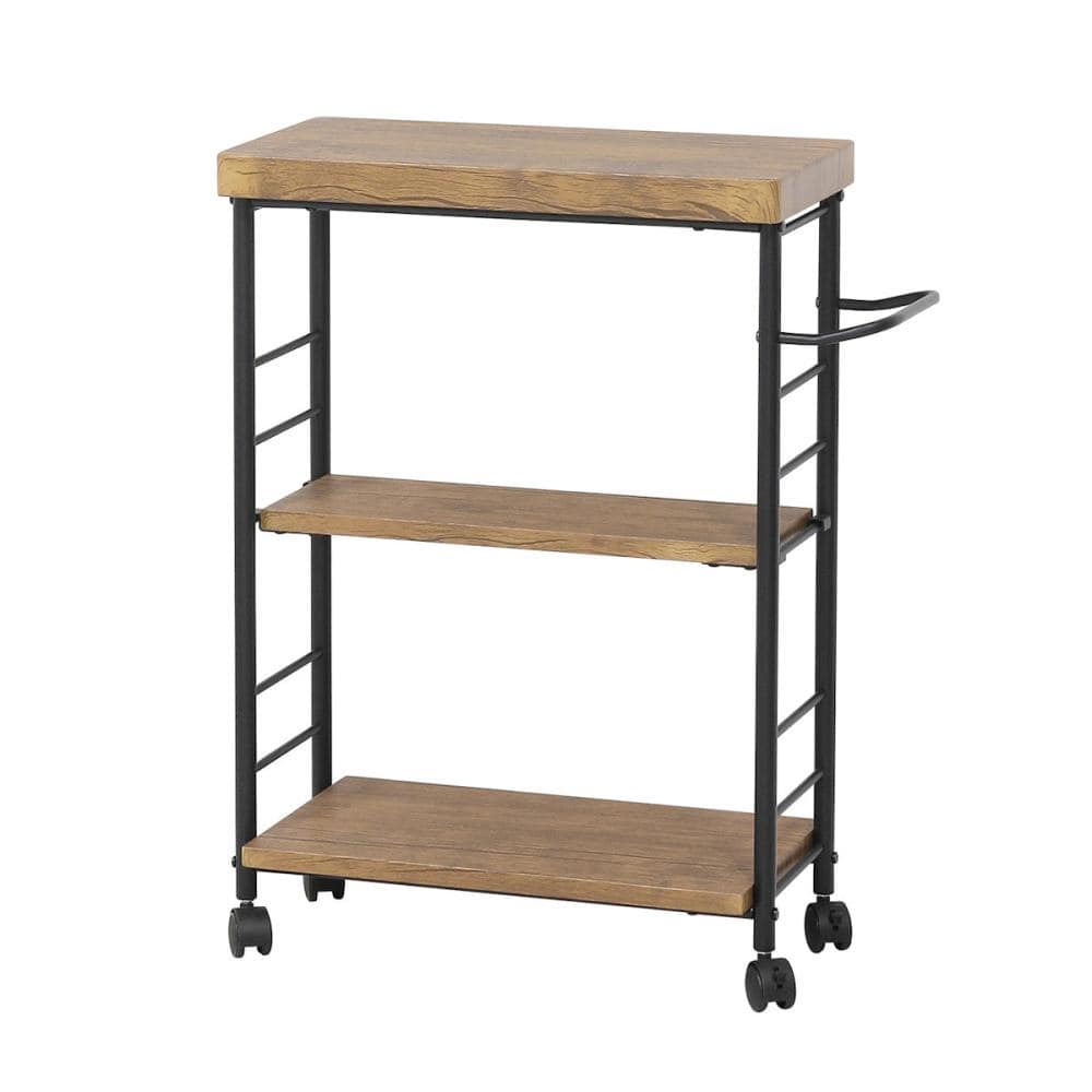 クロシオ　アート３段ワゴン　ヴィンテージブラウン　幅５０×奥行２５×高さ７２ｃｍ　３２６７４