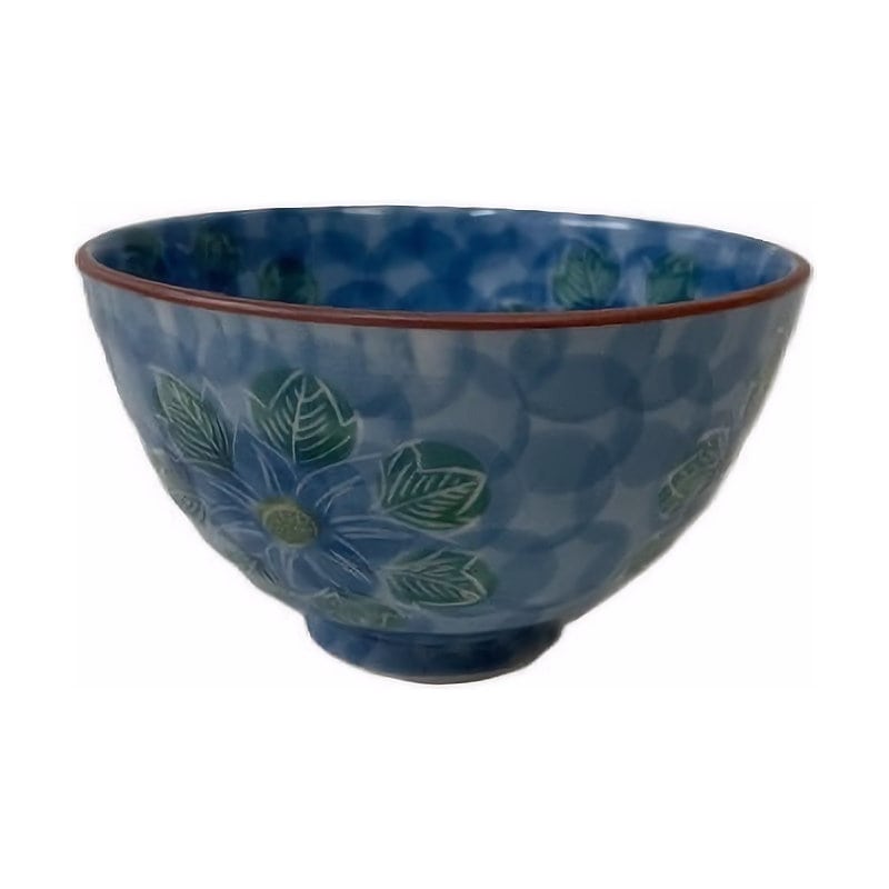 有田焼　茶碗　内外鉄仙花　青