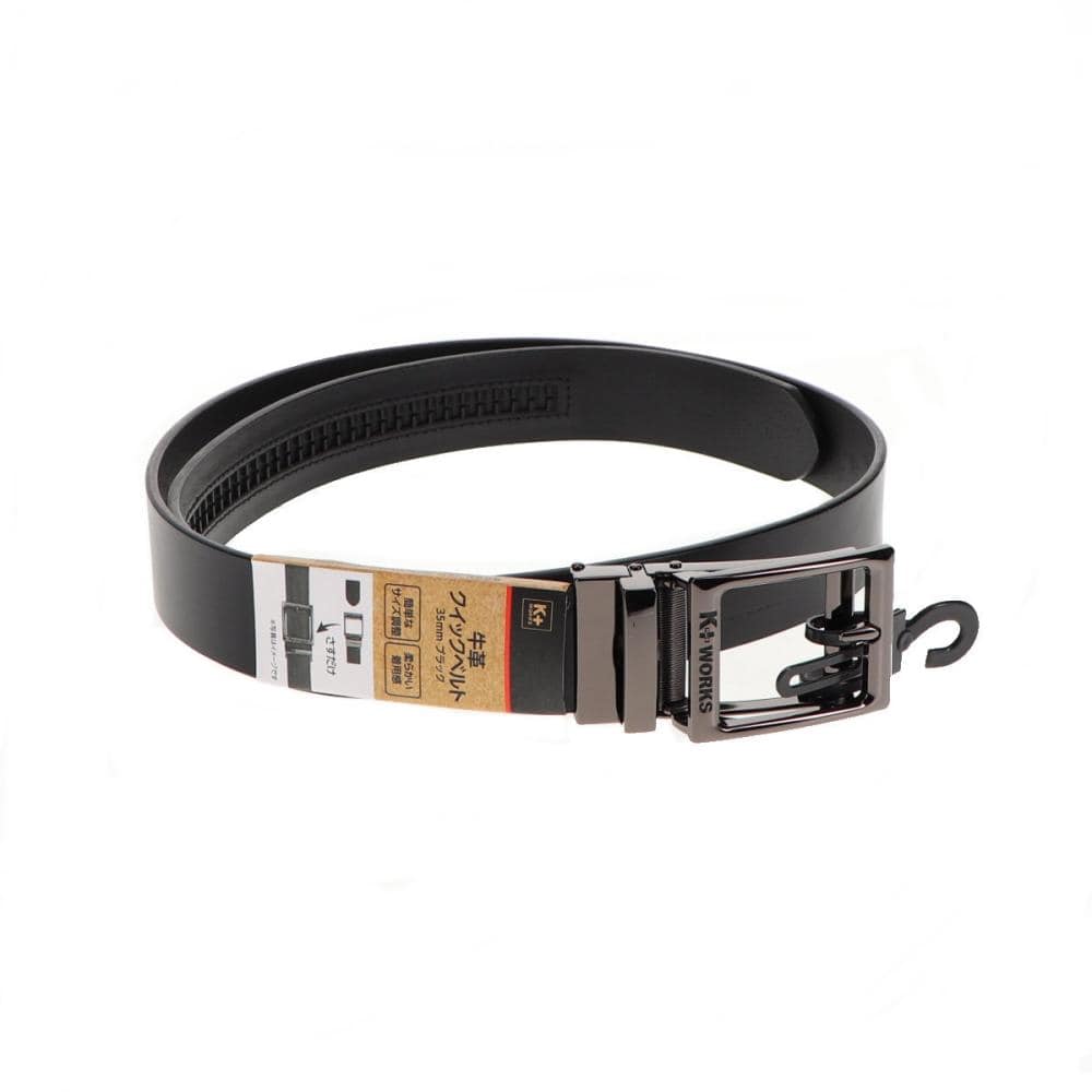 Ｋ＋ＷＯＲＫＳ　牛革クイックベルト　３５ｍｍ　ブラック