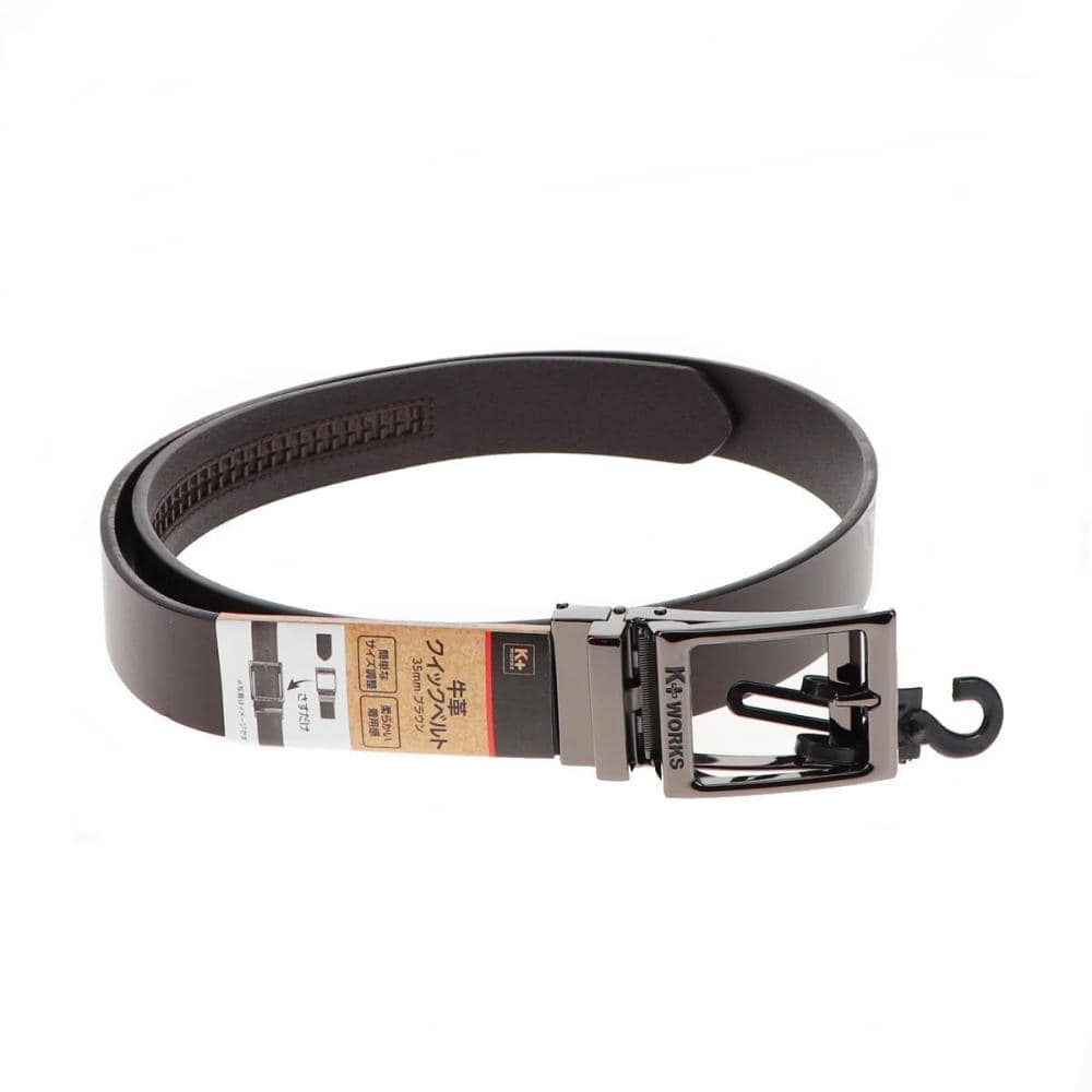 Ｋ＋ＷＯＲＫＳ　牛革クイックベルト　３５ｍｍ　ブラウン
