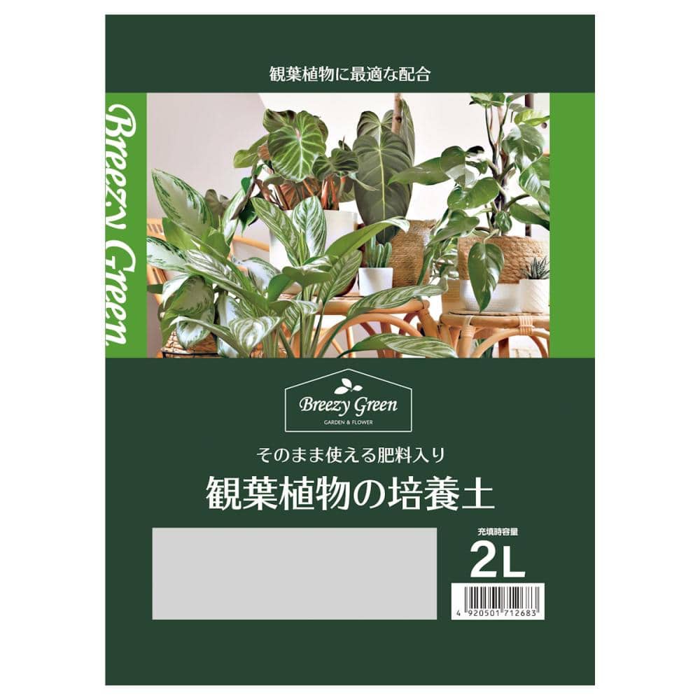 Ｂｒｅｅｚｙ　Ｇｒｅｅｎ　観葉植物の培養土　２Ｌ