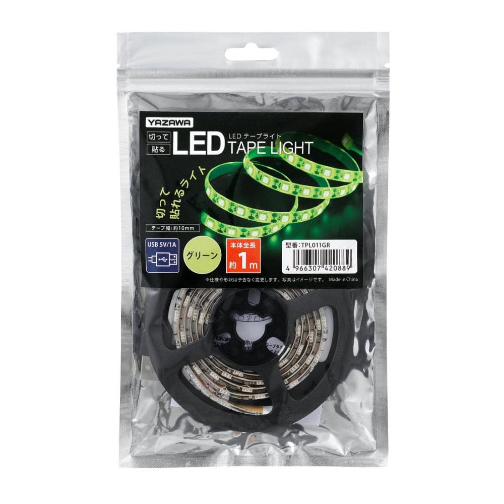ヤザワ　ＬＥＤテープライト　グリーン　１ｍ　ＴＰＬ０１１ＧＲ
