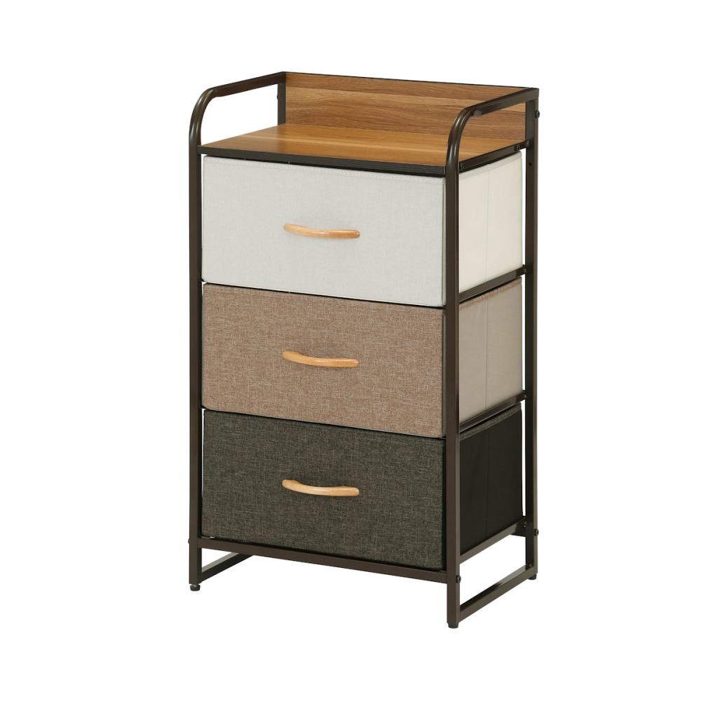 アテーナライフ　簡単組立ファブリックチェスト　３段　スリム　５Ｌ－４０２