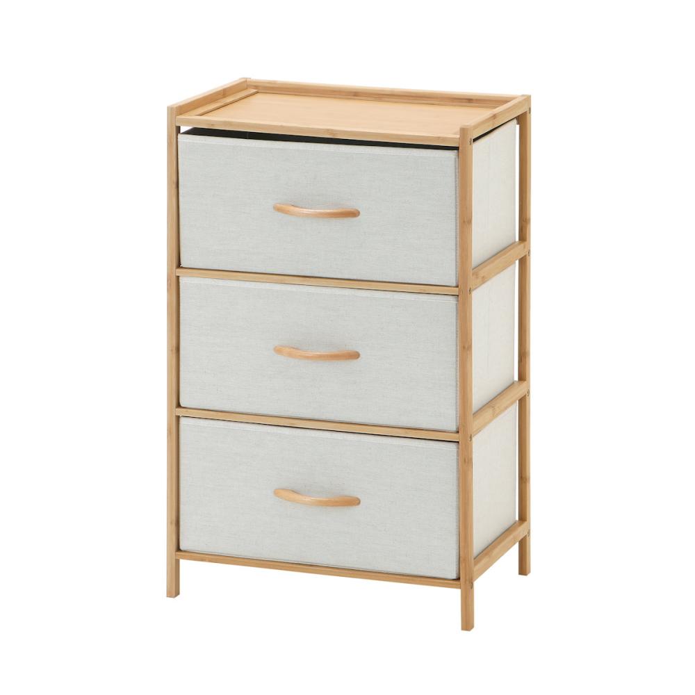 アテーナライフ　竹ファブリックチェスト　３段　スリム　６Ｆ－１０１ＮＡ