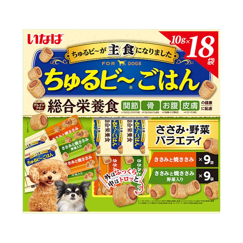 いなば　ちゅるビ～ごはん　ささみ・野菜バラエティ　１０ｇ×１８袋入り