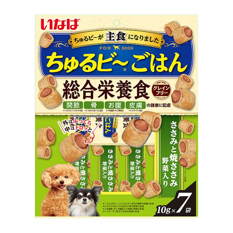 いなば　ちゅるビ～ごはん　ささみと焼ささみ　野菜入り　１０ｇ×７袋入り
