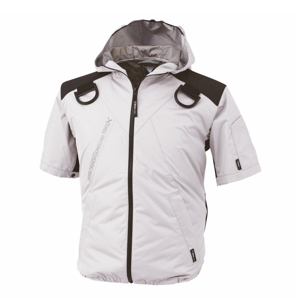 ジーベック　空調服遮熱ハーネス対応半袖ブルゾン（フード付き）　３Ｌ　シルバーグレー　ＸＥ９８１０５－２２－３Ｌ