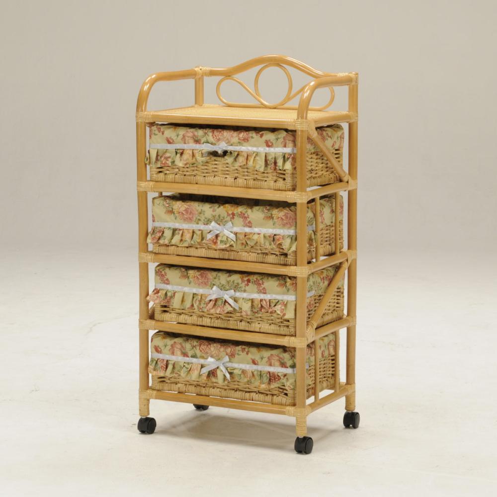 光製作所　ラタン　ランドリーチェスト　４段　ＲＣＨ－５７０－４Ｄ