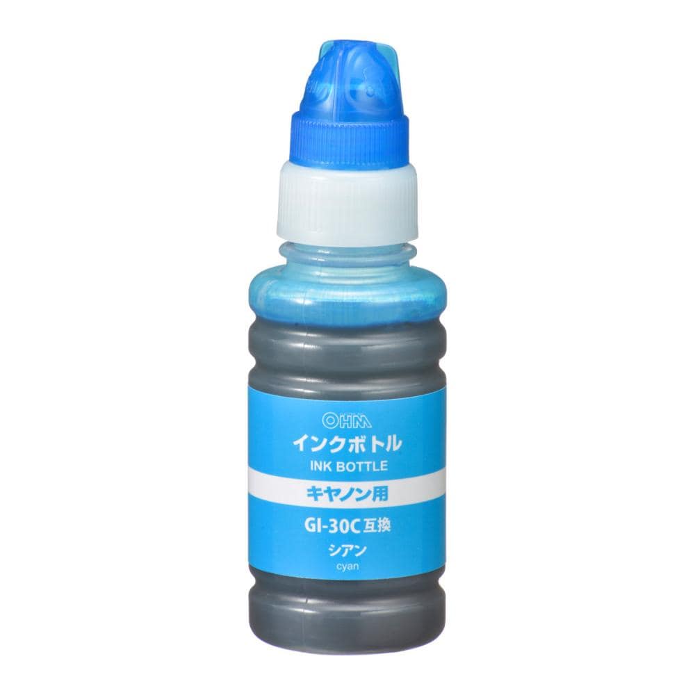 オーム電機　キヤノン互換インクボトル　染料シアン