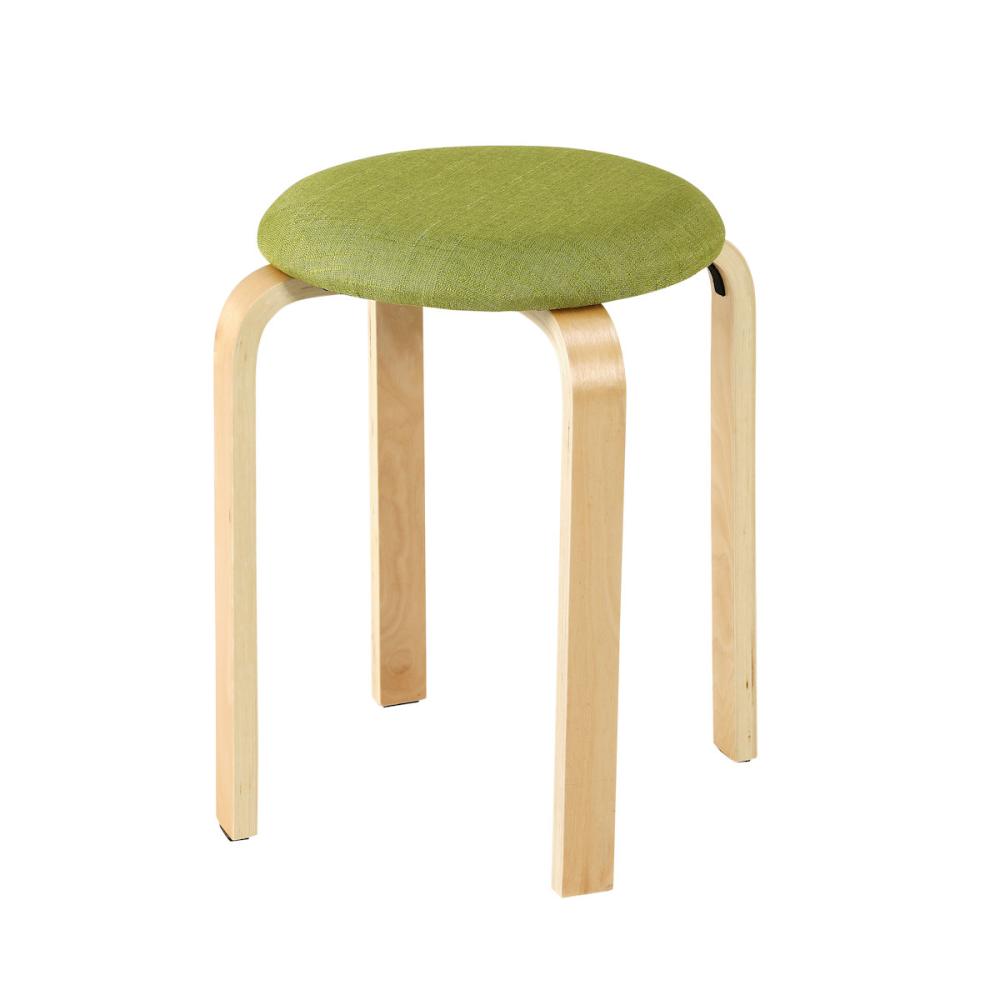 アテーナライフ　木脚ファブリックスツール　グリーン　Ｌ－Ｔ００８