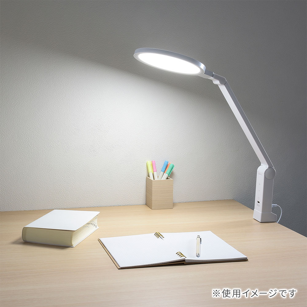 オーム電機　ＬＥＤ高演色デスクランプ　クランプ式　ＵＳＢポート付　ホワイト
