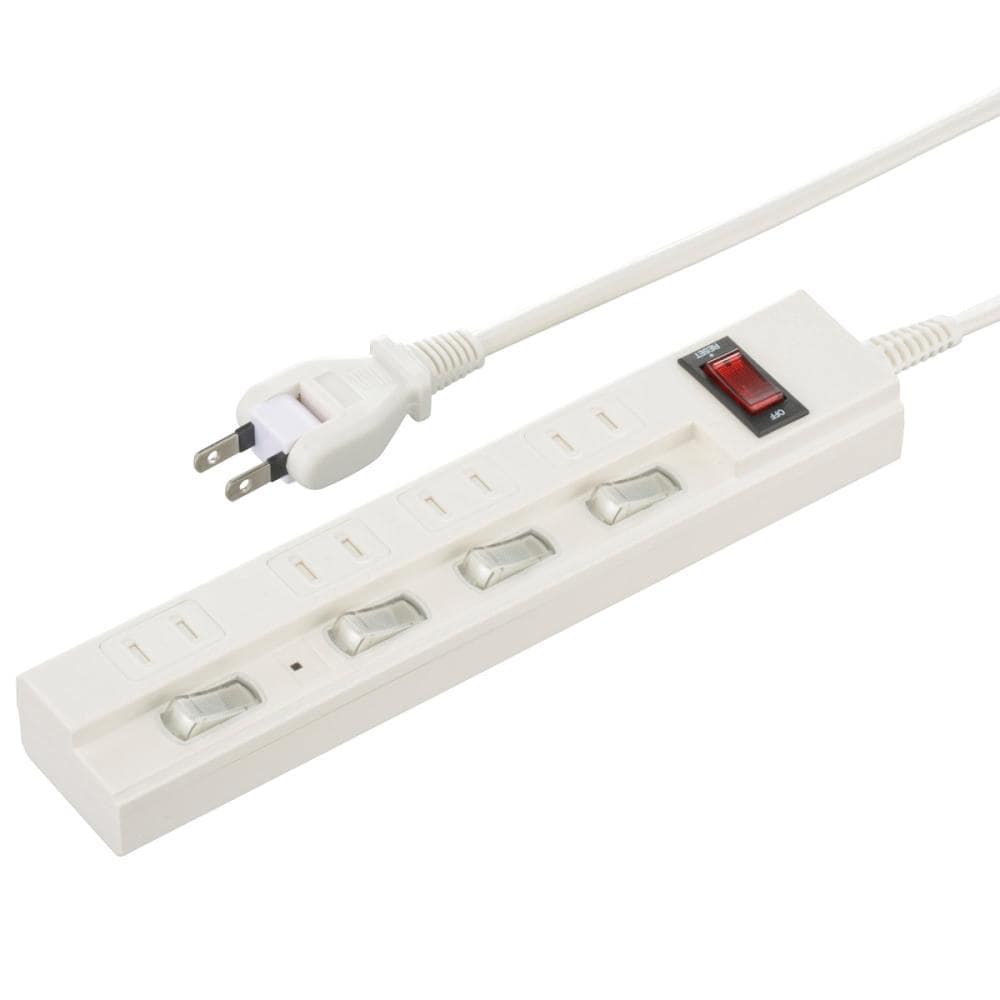 オーム電機　節電タップ　多機能　４個口　２ｍ　ホワイト